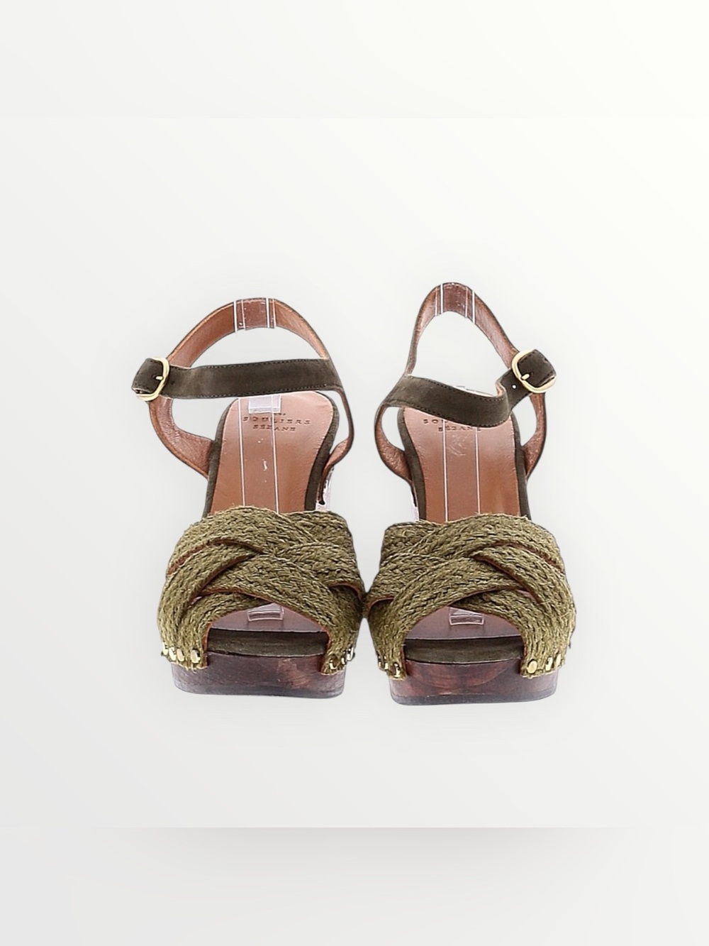 Sézane Isabelle Clogs in Braided Khaki FR 38 / US 7 - Picture 6 of 9